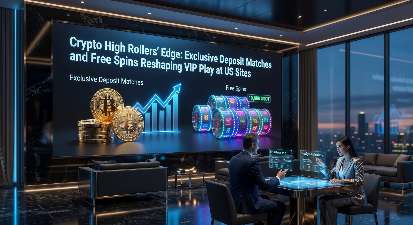 High-stakes crypto gaming interface showing deposit matches and spinning reels on a VIP dashboard at a US online casino