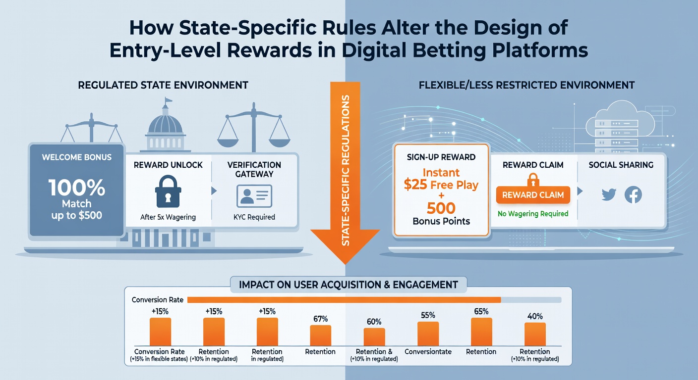 Comparison chart of state-regulated bonus terms on a betting app dashboard