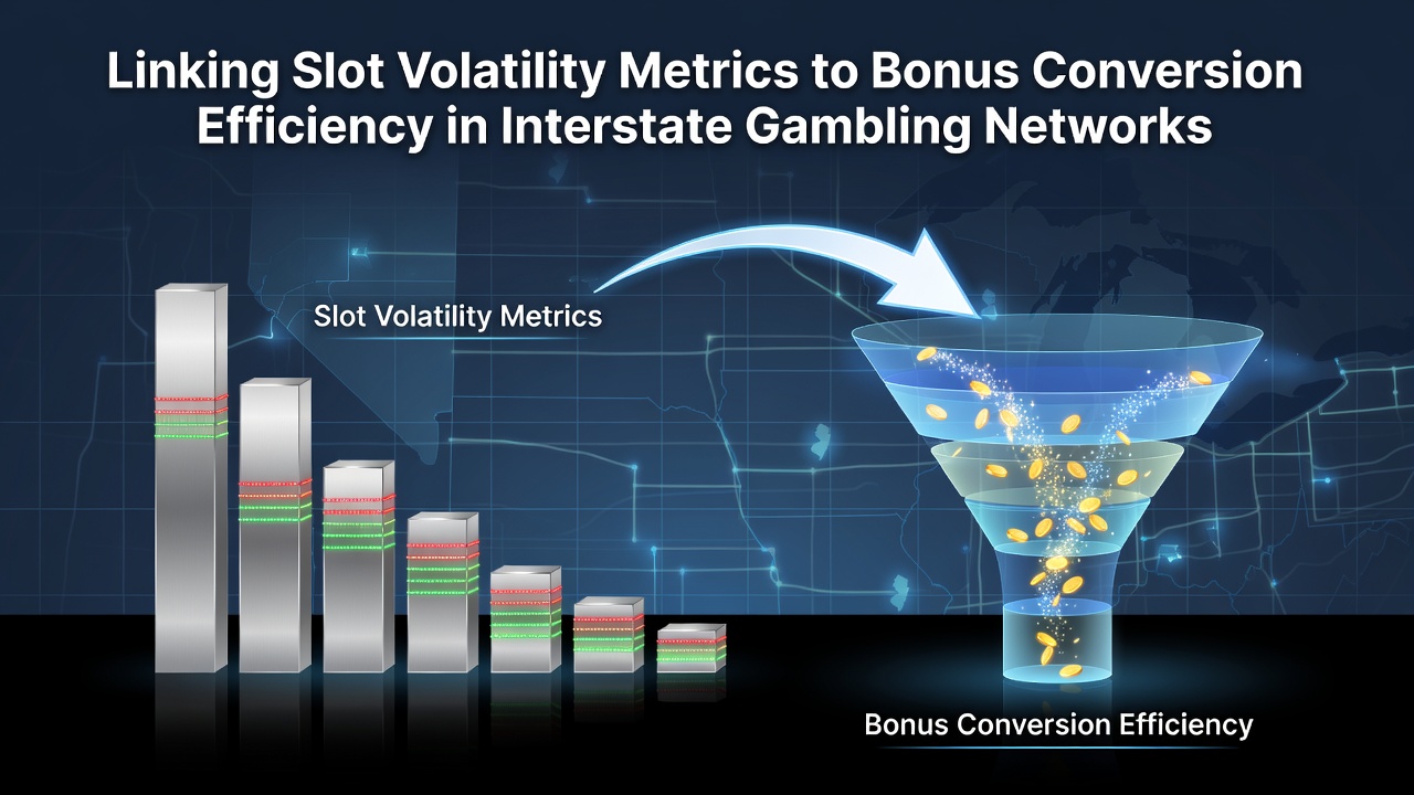 Diagram showing slot volatility levels connected to bonus conversion rates across state gambling networks