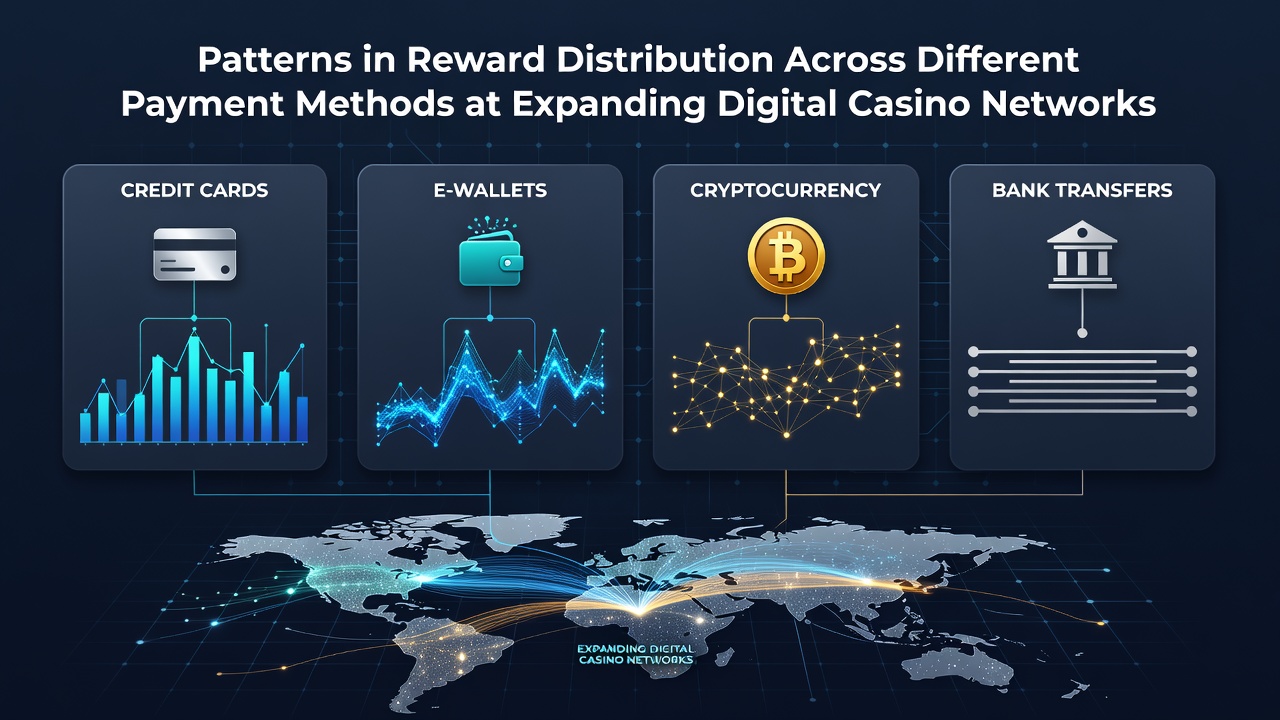 Visualization of reward patterns across payment methods in digital casino networks