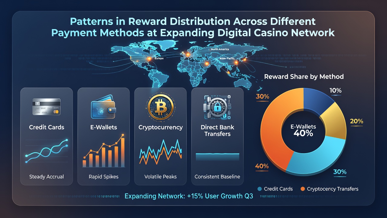 Chart showing comparative reward distribution by payment type in online gambling networks