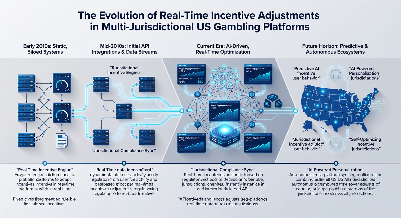 Illustration of backend architecture showing real-time data flow between state regulatory databases and gambling platform incentive engines