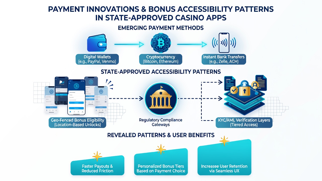 Detailed view of crypto and e-wallet payment flows in regulated US casino applications with bonus tracking features